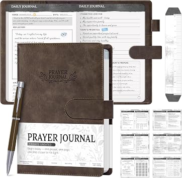 Ospelelf Brown Christian Daily Prayer Journal for Men, Faux Leather Gratitude Journal Planners, Undated 3 Month Bible Notebooks for Note Taking 2026 2027