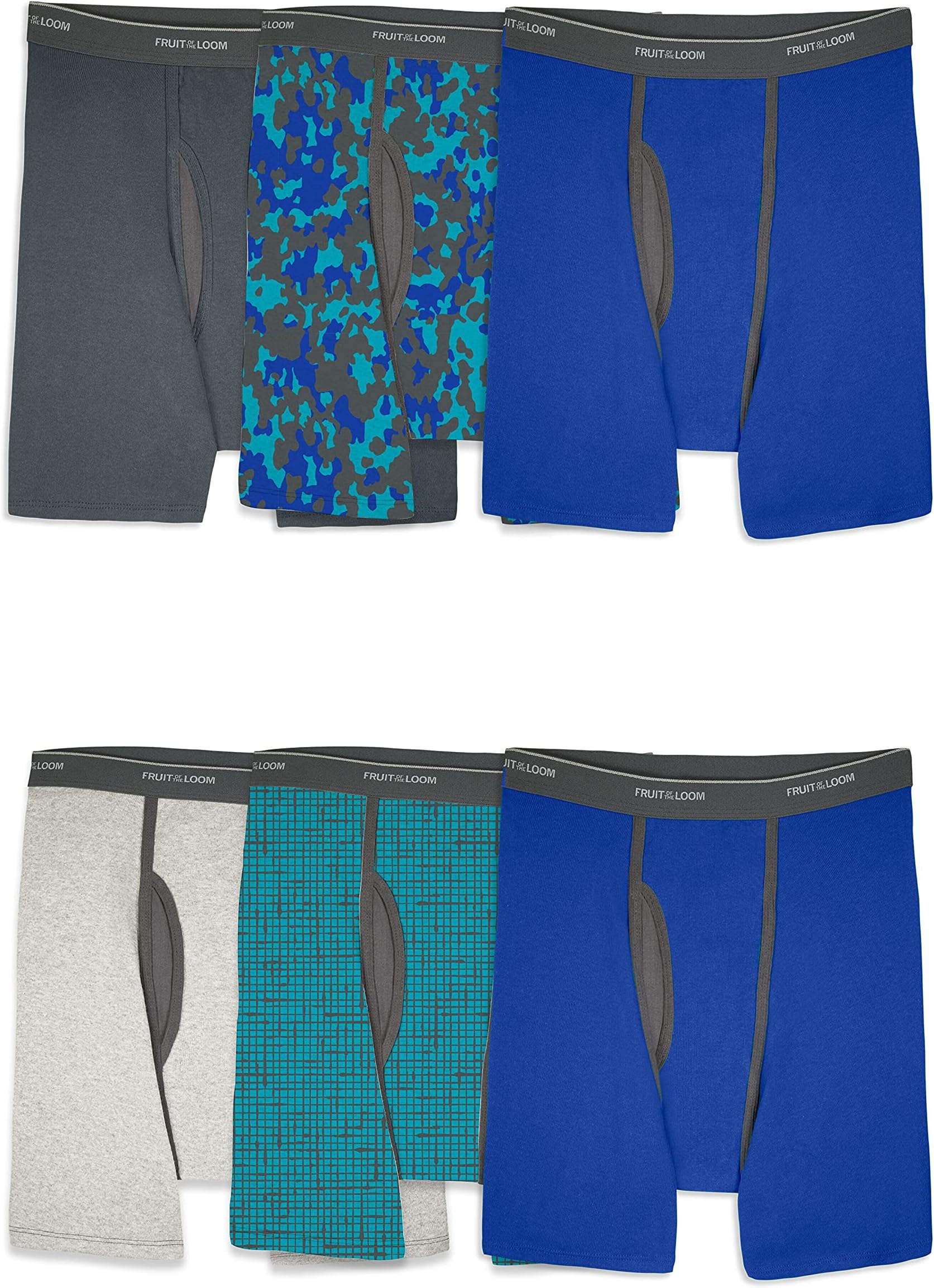 Men's Coolzone Boxer Briefs Colors, 6 Pack-Assorted Ringer, Medium