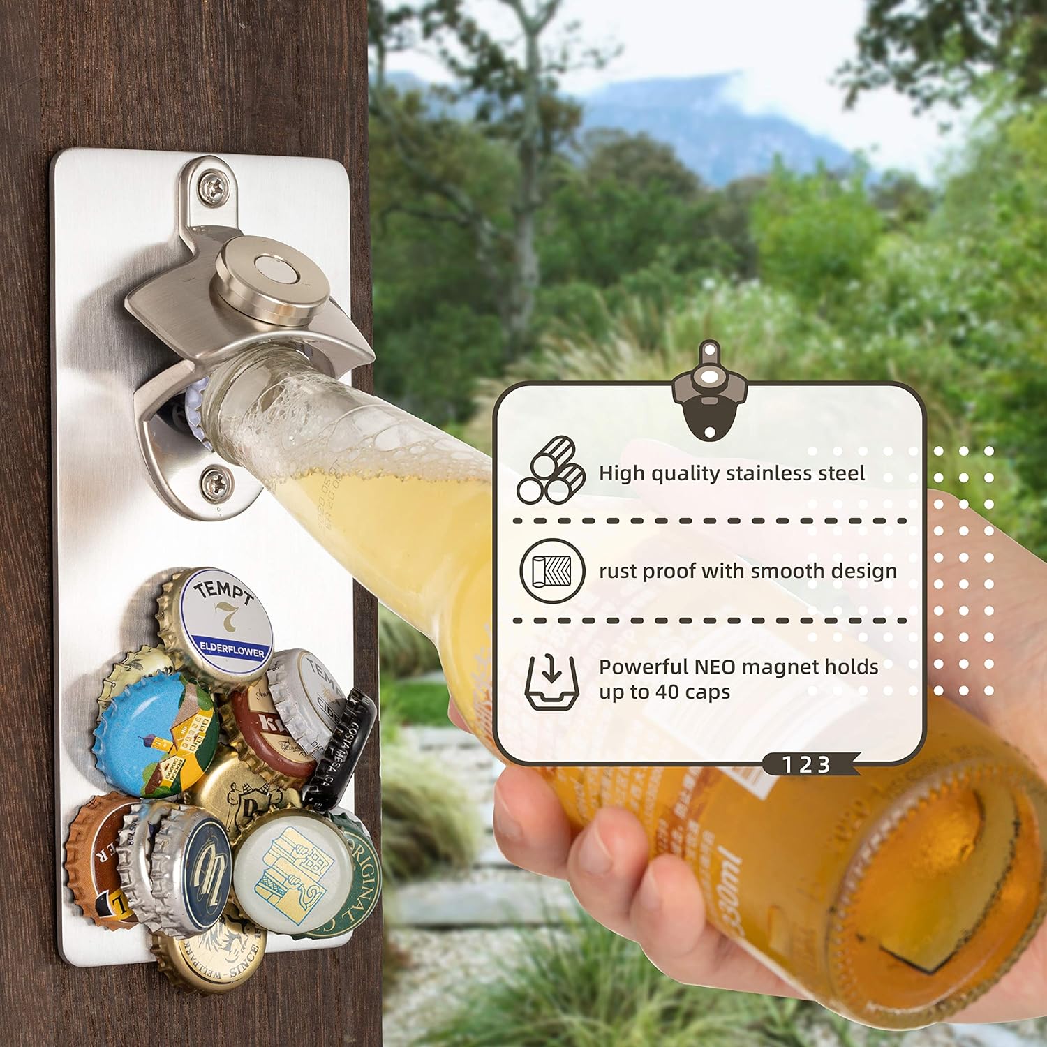 Weekly Top Sale ELBAYT Bottle Opener - Wall Mounted Beer & Drink Cap Remover - Strong Magnet Plate Catcher, Holds 40 Caps - With 2 Funny Silicone Bottle Covers - Gift Ideas for Housewarming, Christmas, Birthday Party Flash Deals - 80% OFF ELBAYT Bottle Opener - Wall Mounted Beer & Drink Cap Remover - Strong Magnet Plate Catcher, Holds 40 Caps - With 2 Funny Silicone Bottle Covers - Gift Ideas for Housewarming, Christmas, Birthday Party