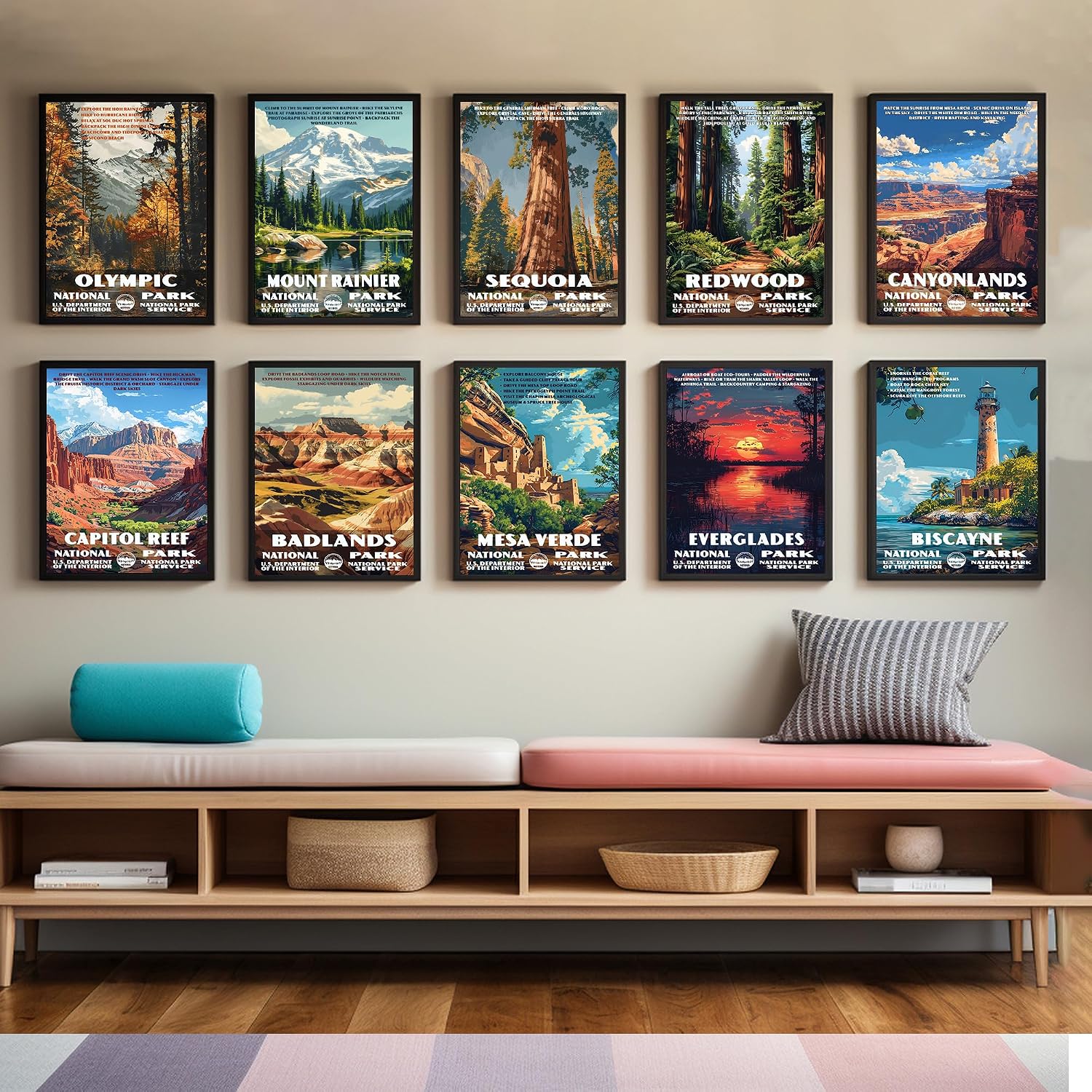 CHANDE National Park Posters Set of 12 - Vintage Travel Wall Art (11x14) for Nature Lovers, Hikers - Home Decor for Living Room, Cabin, or Gifts - Unframed Prints