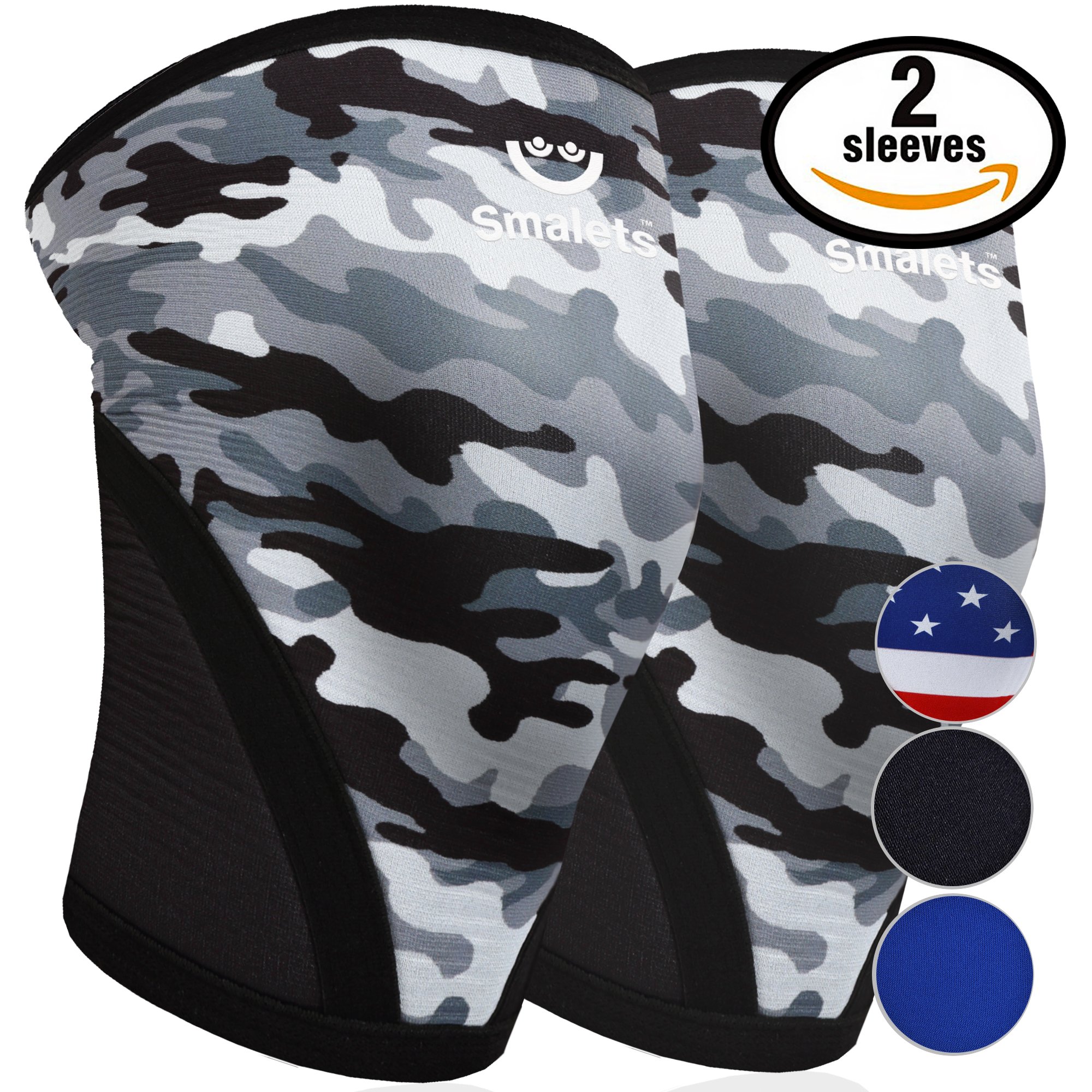 Smalets Men’s Sports & Weightlifting Non Slip Compression Knee Sleeves 1 Pair Great Support & Relief from Muscle Pain & Fatigue