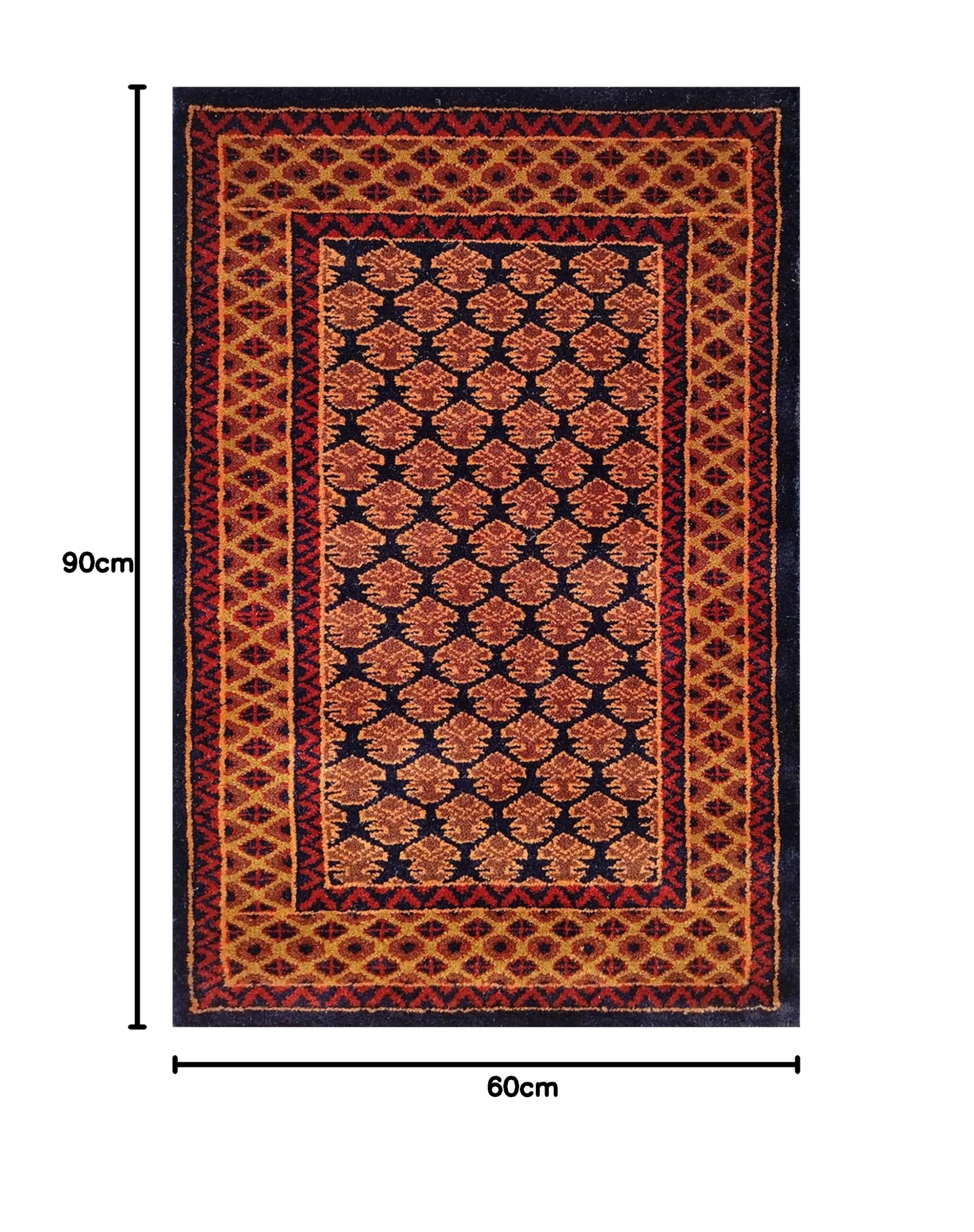 Petit tapis fait main en laine Noir et marron 60 x 90 cm