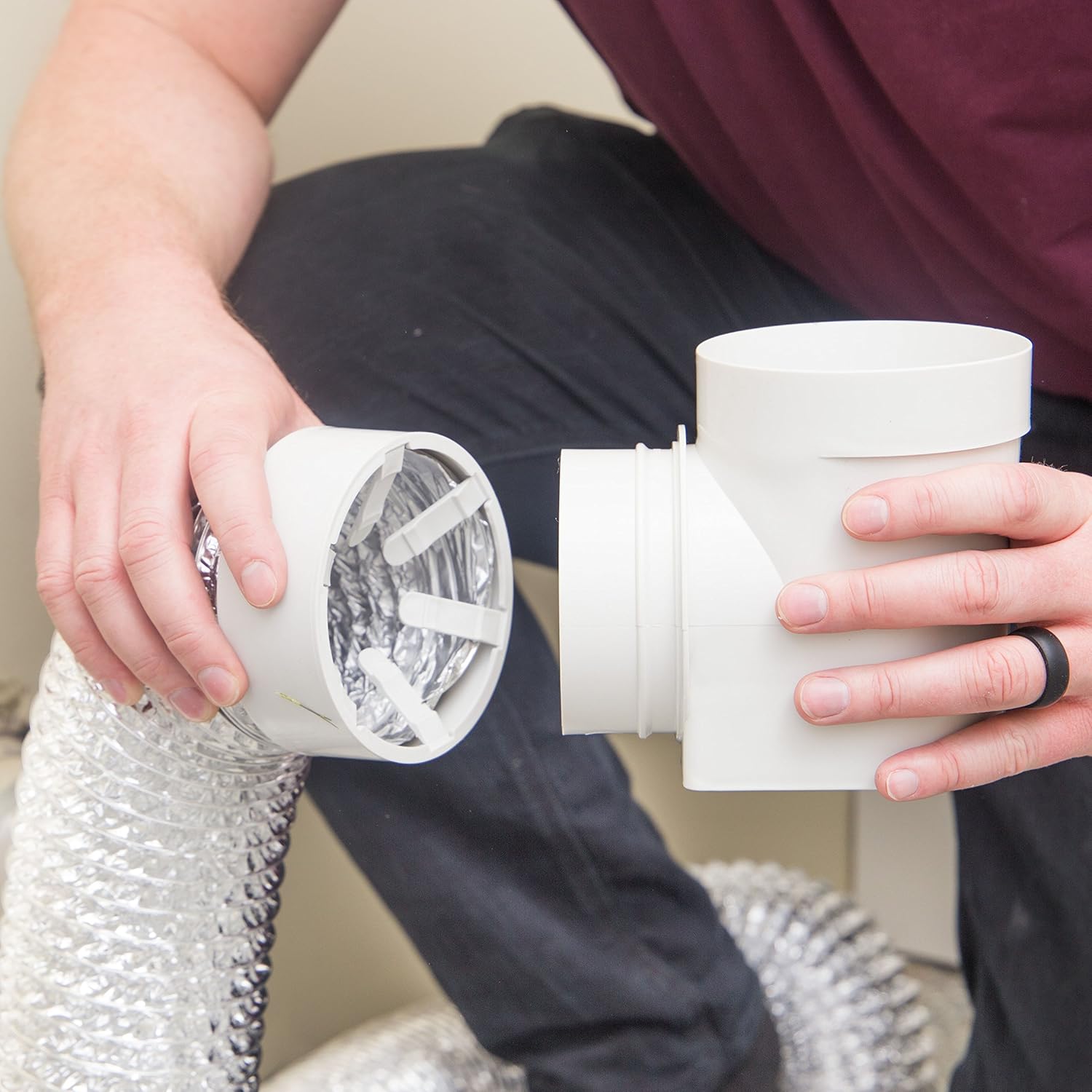 Ziggurat Dryer Duct Connector | STV-90 Version 2 | Laundry Dryer Snap to Vent 90 Degree Elbow : Appliances