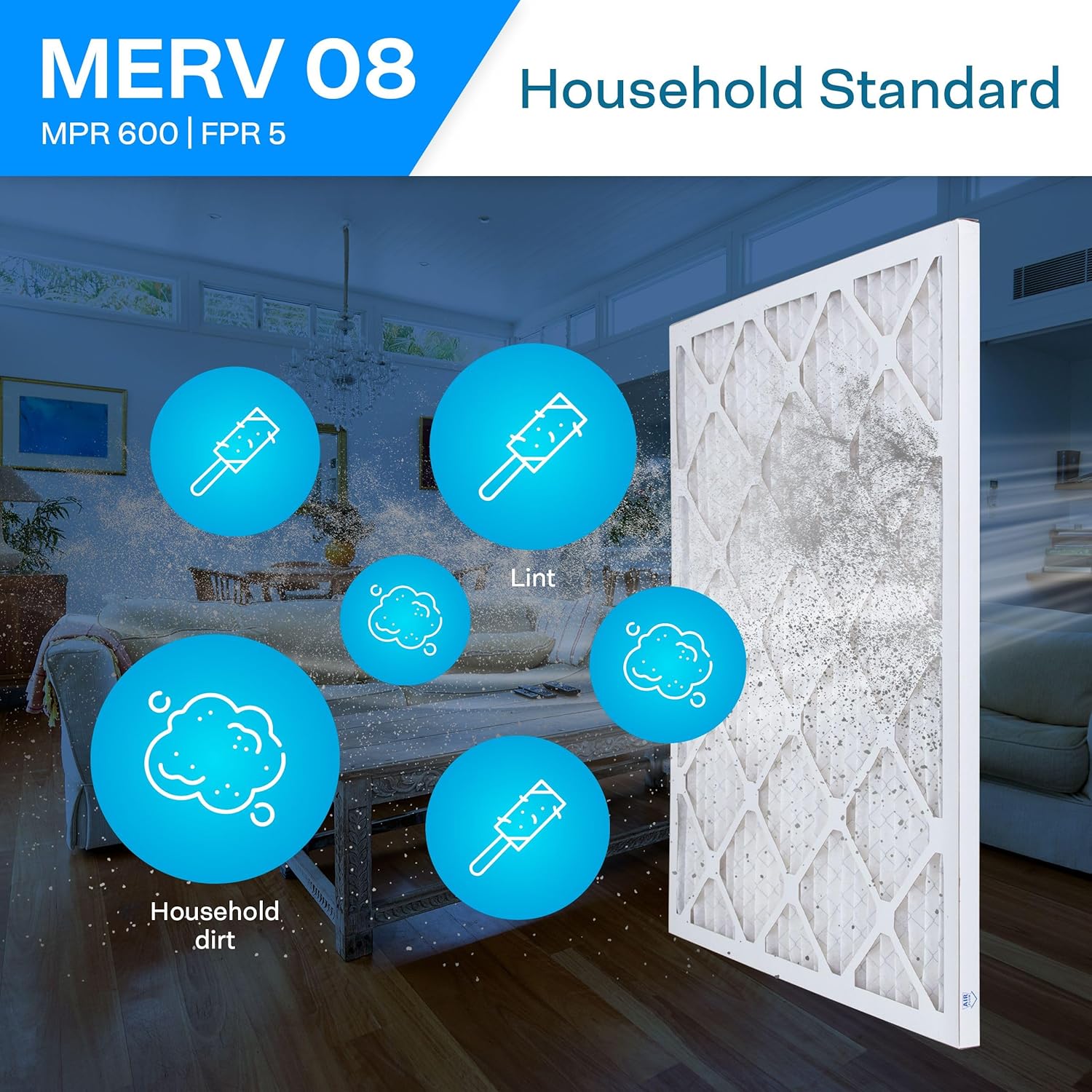 SpiroPure 21X24X1 MERV 8 Pleated Air Filters - Made in USA (6 Pack)