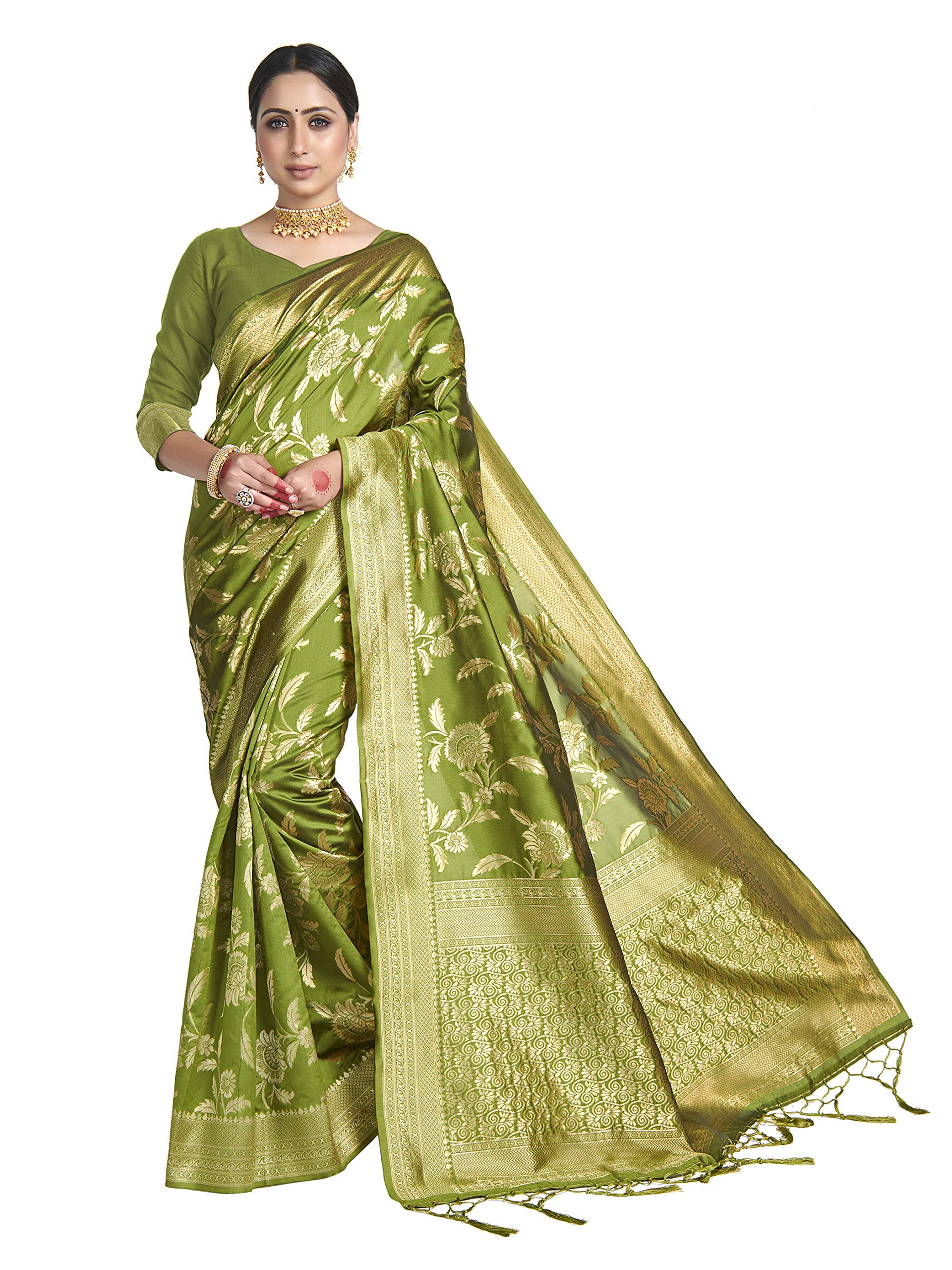 VardhaSarees For Women Banarasi Art Silk Woven Saree | Traditional Ethnic Indian Wedding Gift Sari with Unstitched Blouse