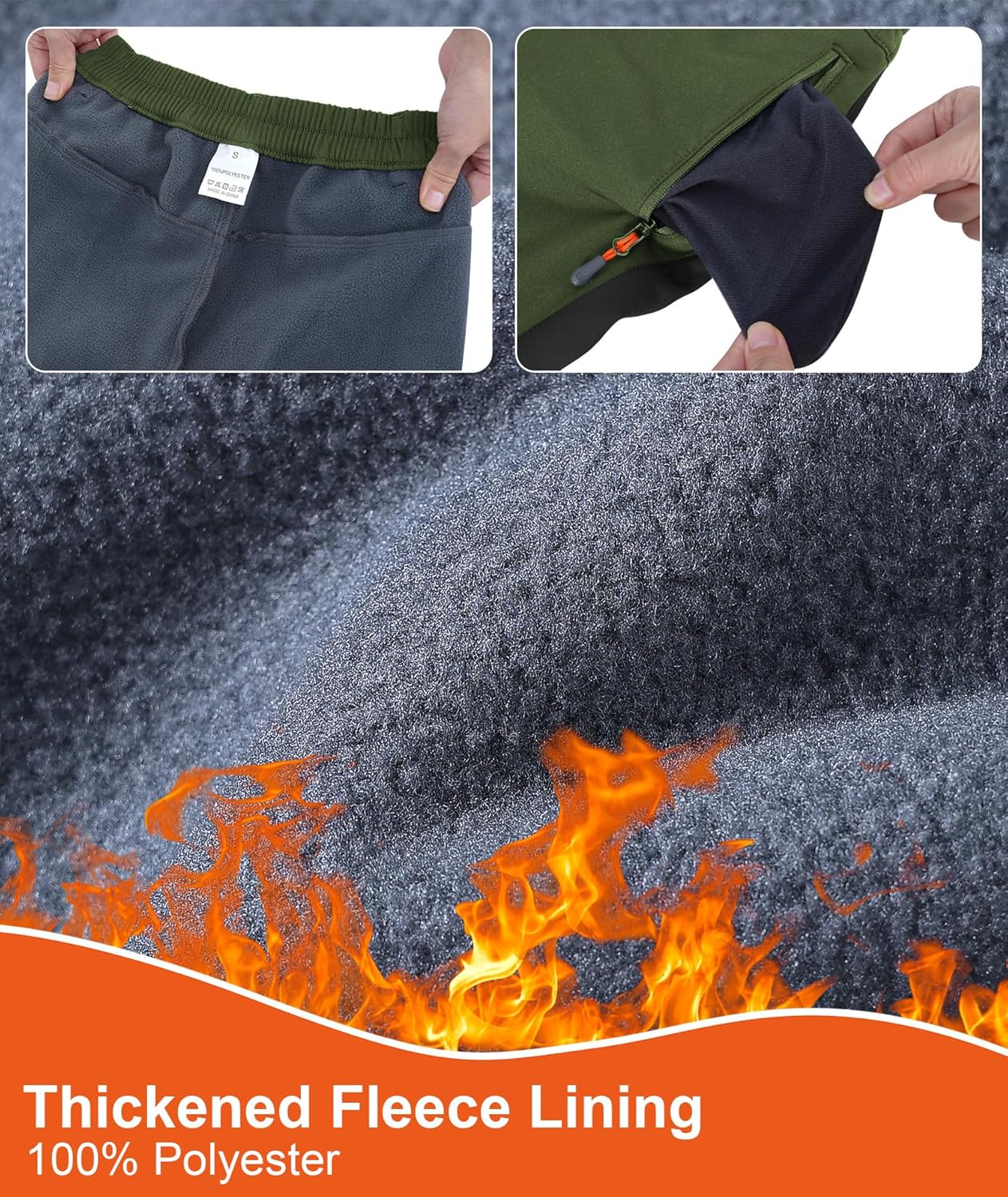 Boys Snow Pants Kids Fleece Lined Thermal Winter Hiking Pants Waterproof Softshell Elastic Waist Outdoor Cold Weather