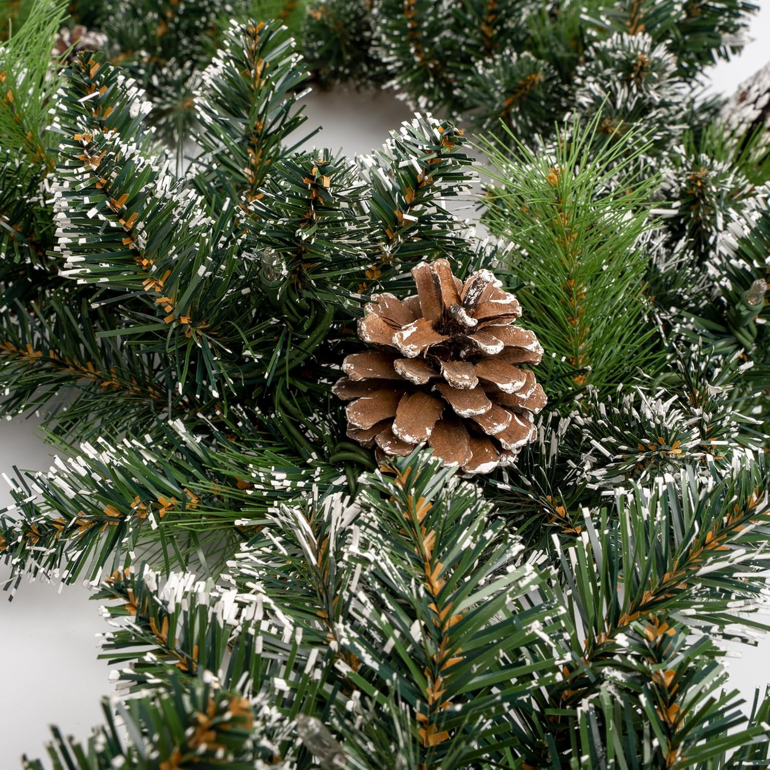 Pre-Lit Christmas Garland, Artificial Holiday Garland with 50 Plug-in Lights, Pine Cone Decorations for Fireplace Mantel, Stairs, Windows, Indoor Outdoor 9FT