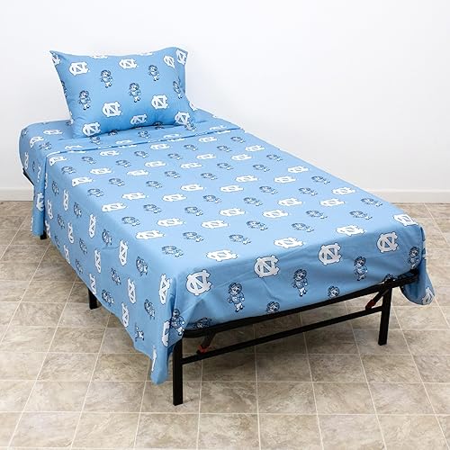 Miniatura 4 de College Covers Everything Comfy - Juego de sábanas de 4 piezas de Carolina del Norte, Tar Heels tamaño King, fondo del color del equipo, 1 sábana