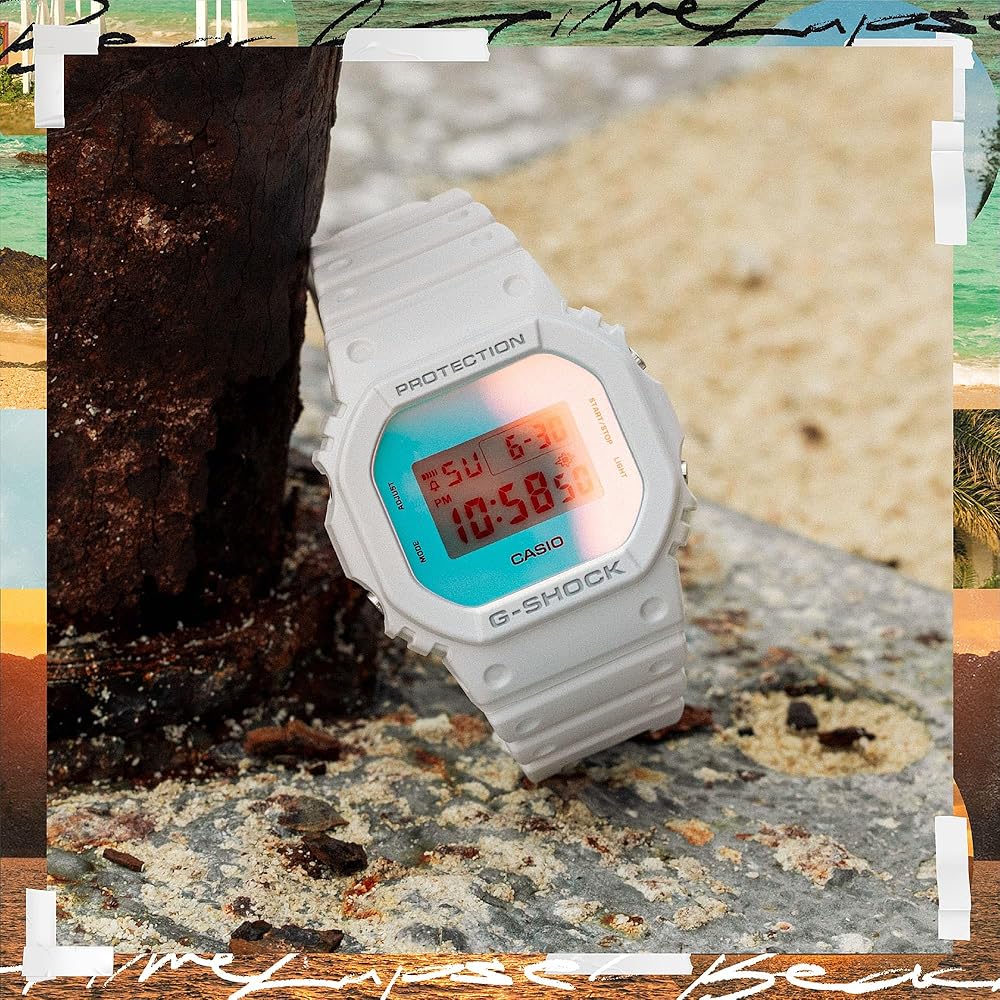 CASIO　G-SHOCK　DW-5600TL BEACH TIMELAPSE Amazon.com: Casio G-Shock Beach Time Lapse White Digital Watch DW