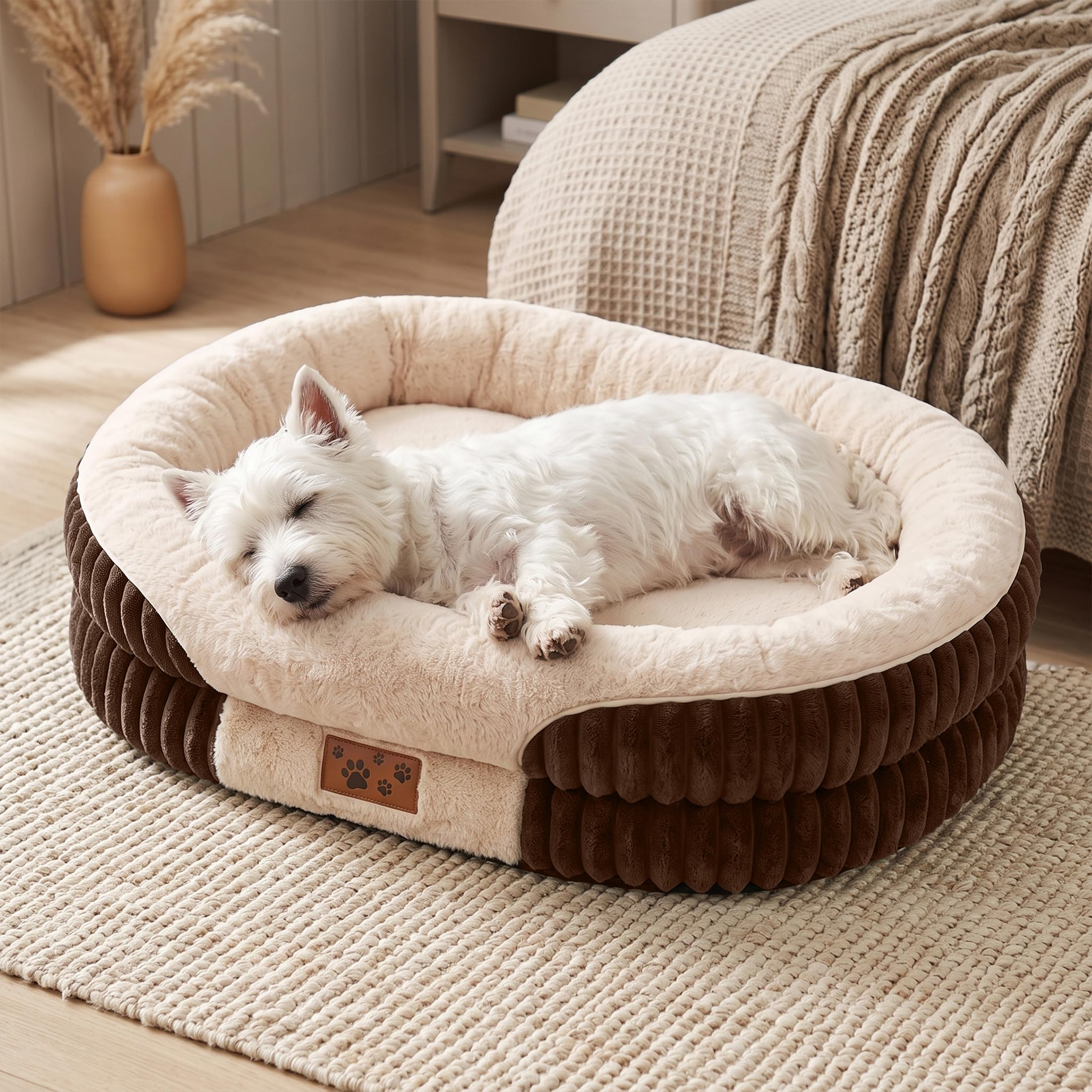 Wdmiya Orthopedic Dog Beds Large with Bolster Washable Cover, 76x51x16.5cm