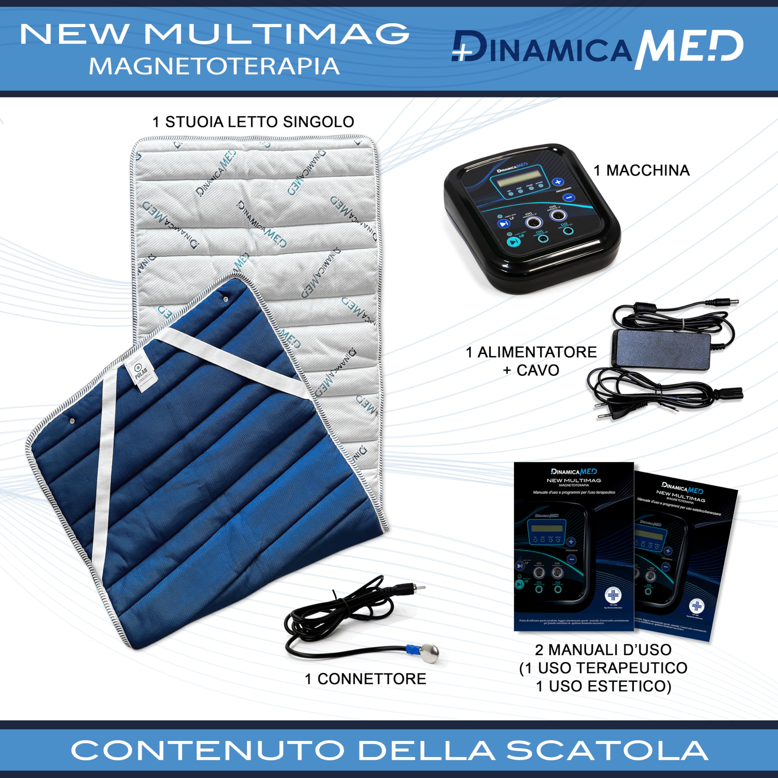 Dinamicamed New MultiMag PRO 4.0 Apparecchio per Magnetoterapia, Magnetoterapia con 1 Diffusore in Tessuto ad Alta Frequenza (HF)