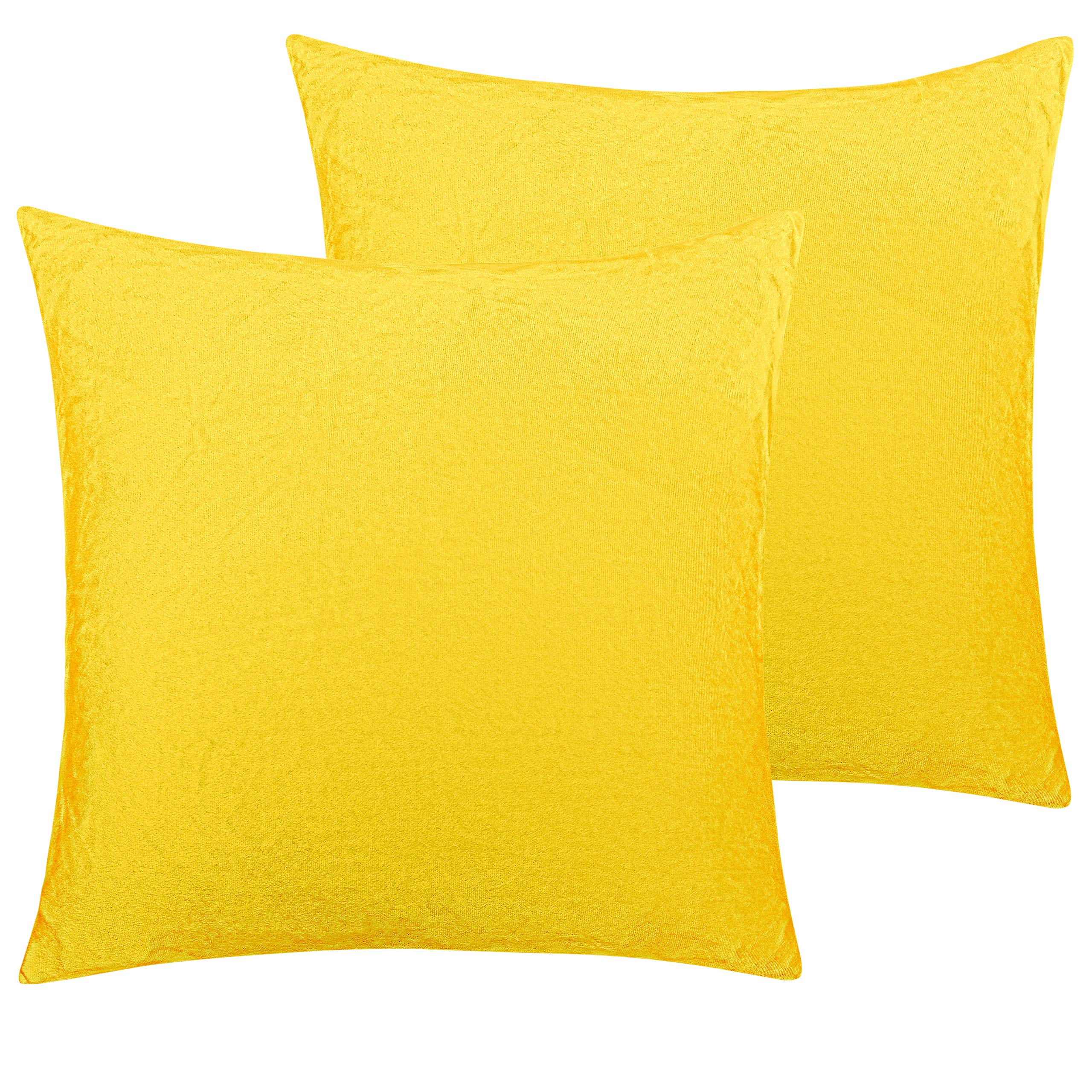 NTBAY Velvet Throw Pillow Covers, Set of 2, 16 x 16, Yellow