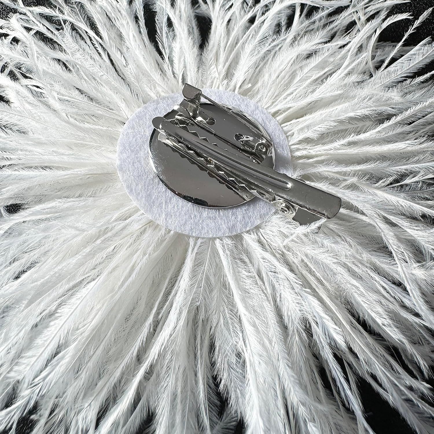 2-in-1 Feather Brooch & Hair Clip, 6.3" Fluffy Lapel Pin and Hair Barrette, Elegant Feather Accessory for Women, Wedding Bridal Party image 2