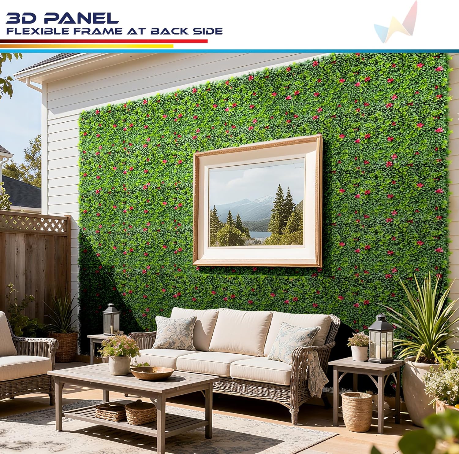 Windscreen4less 1 PC 40"x40" Artificial Boxwood Panels Faux Plant Grass Green Wall Panel Decoration for Outdoor Indoor Garden Backyard (Style 1)