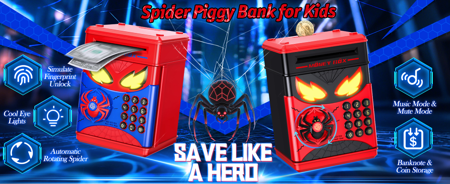 Amazon.com: Wrystte Spider Piggy Bank for Kids,Electronic Money