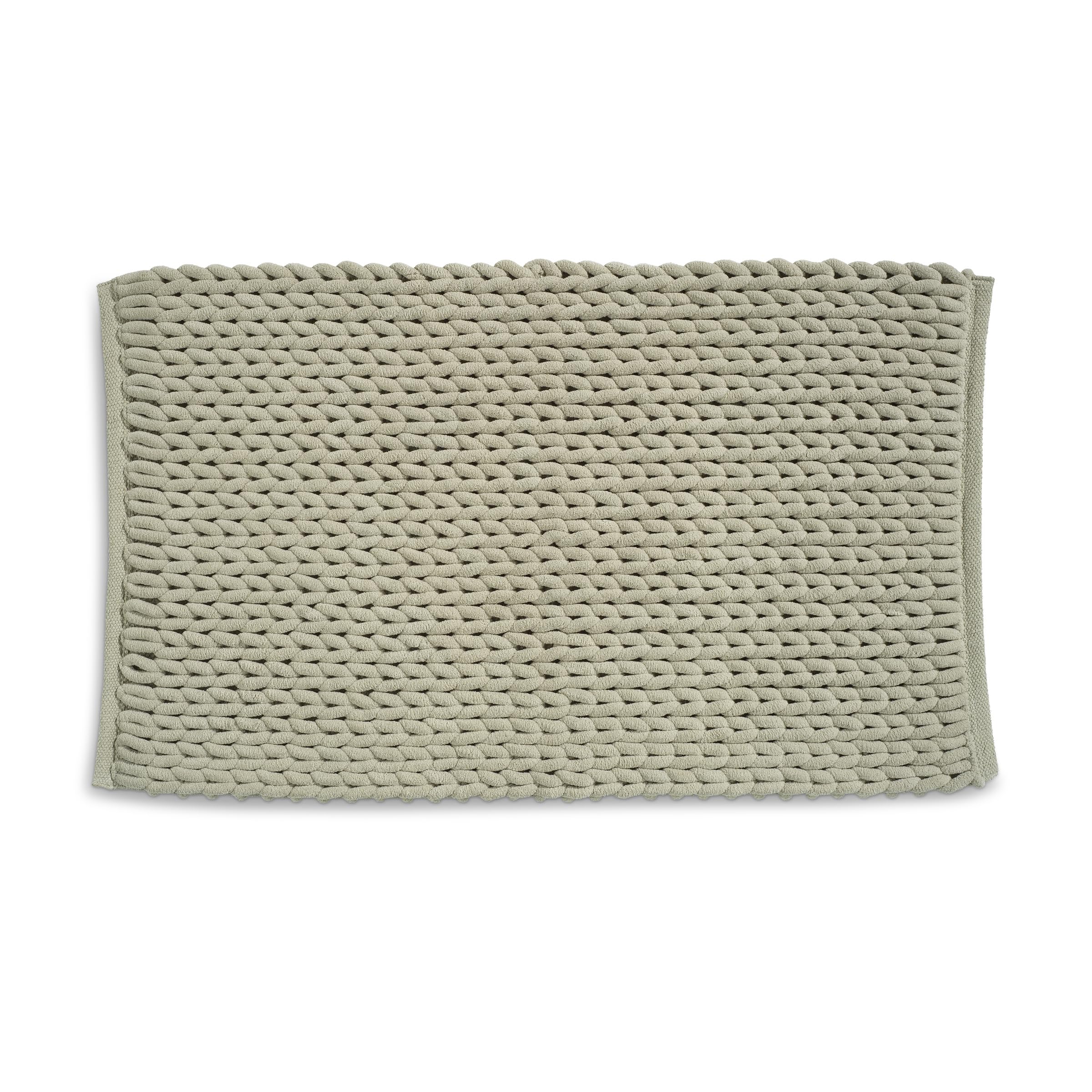 kela Marie Non-Slip Bath Mat, 55 x 65 x 2 cm, Taupe Bathroom Rug, Washable, Recycled Polyester & Cotton, Bath Mat in Knitted Structure