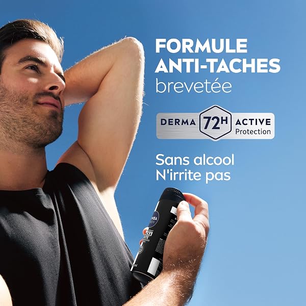 NIVEA MEN Déodorant Spray Black & White Invisible (1 x 200 ml), déodorant homme anti-traces blanches et jaunes, anti-transpirant anti odeur & humidité, protection efficace 72 h, sans alcool - 4