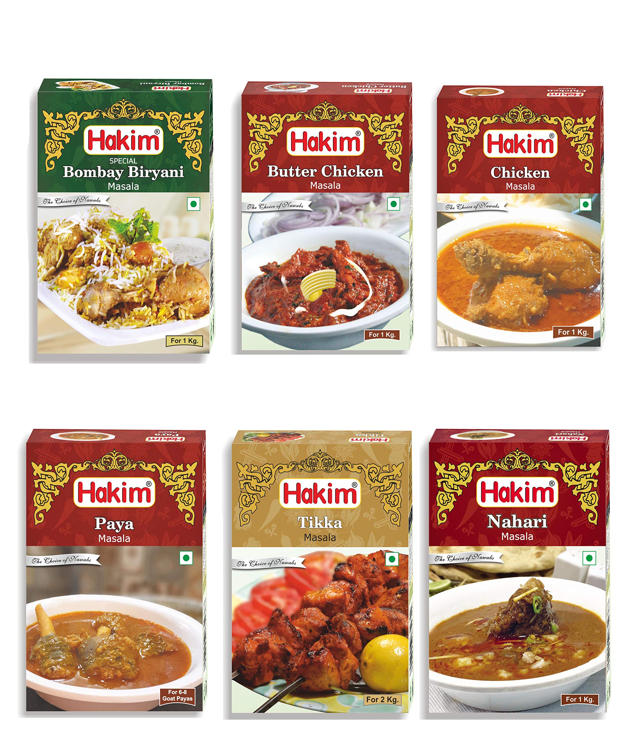 Hakim Authentic Mughlai Butter Chicken Masala, Chicken Masala, Paya Masala, Tikka Masala, Nihari Masala, Special Bombay biryani Masala (Combo of 6) (B07ZJM6KGP) Amazon Price History, Amazon Price Tracker
