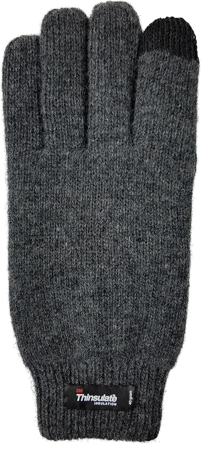 BRUCERIVER Men Pure Wool Knit Gloves with Thinsulate Lining and Elastic Rib Cuff - Image 2