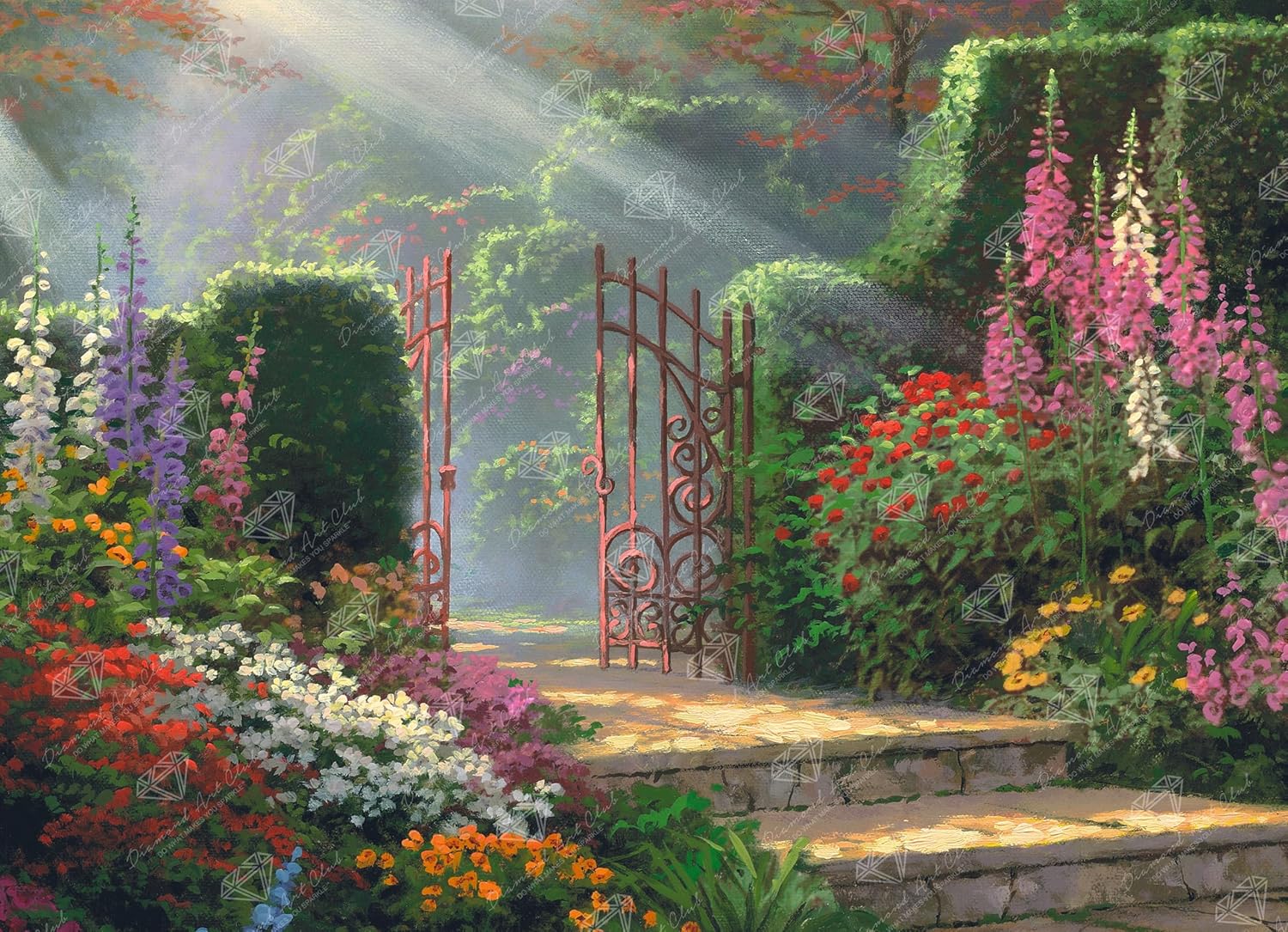 DIAMOND ART CLUB Garden of Grace Diamond Painting Kit, Fun DIY Crafts for Adults, Round Diamond Art Canvas by Thomas Kinkade, 18" x 13" (45.7 cm x 33 cm)