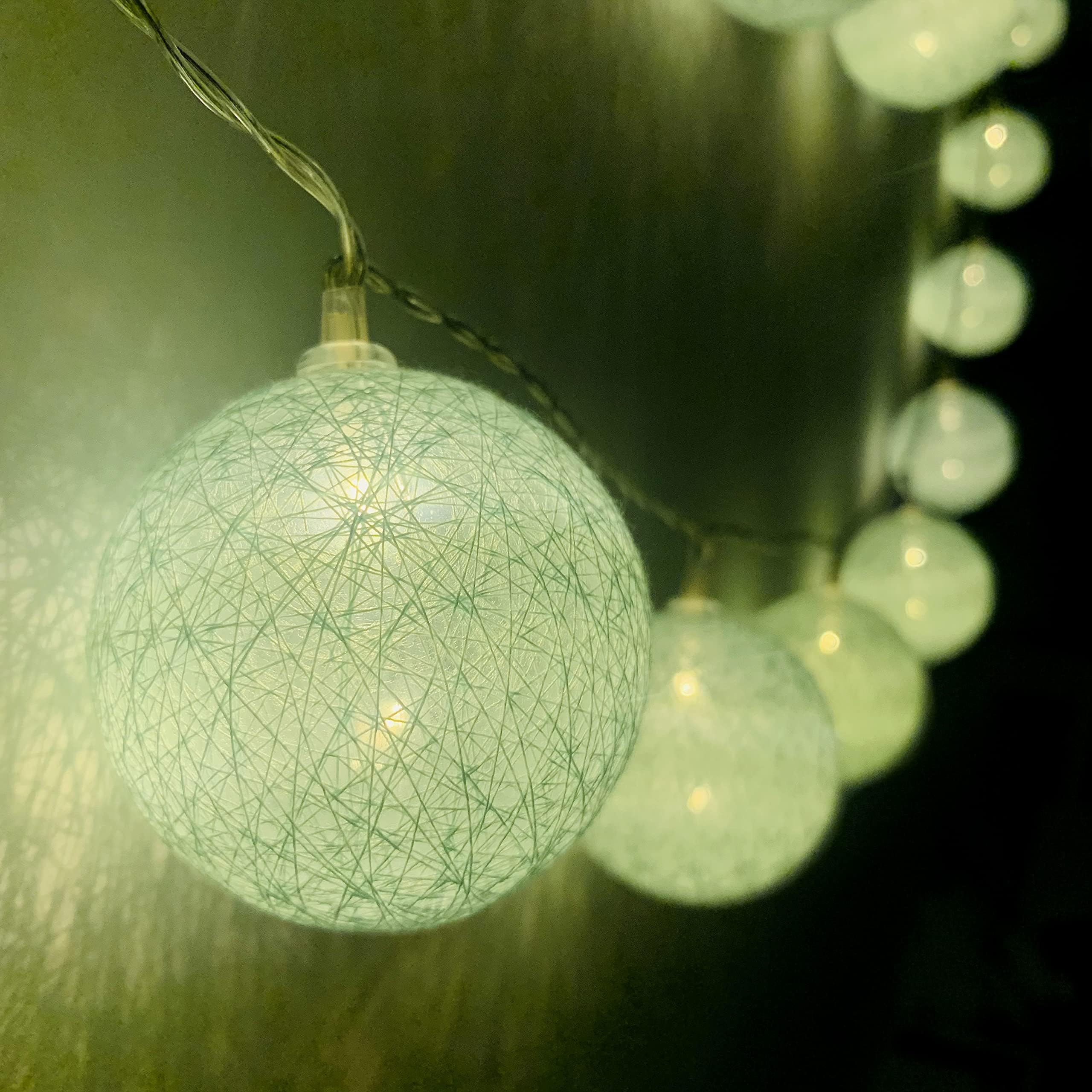 Gladworts Decorative String Lights for Bedroom Led Globe Nursery Decor Balls, USB Powered Indoor Hanging Light Blue for Home Decor, Children's Canopy Lights, 10ft