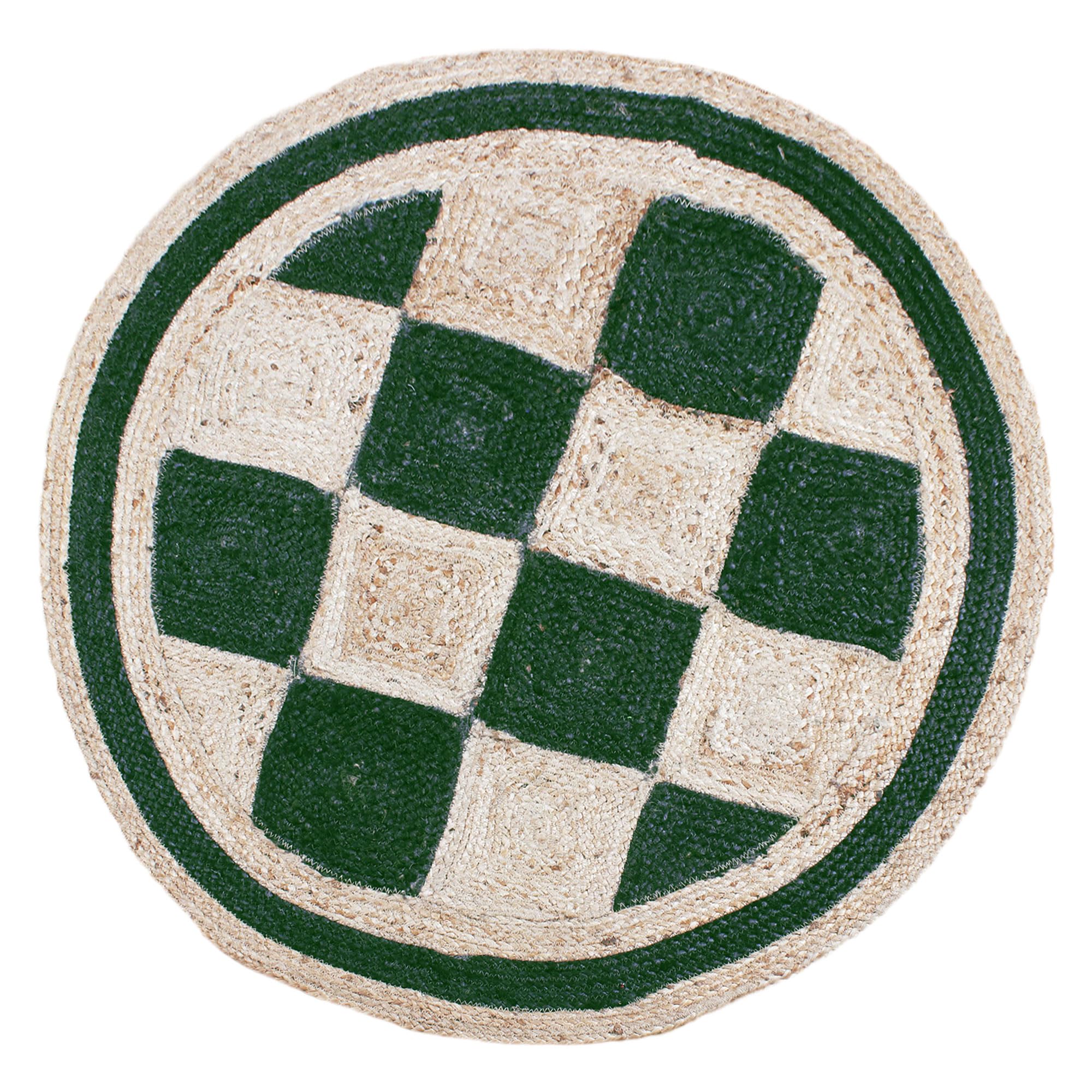 Tapis rond en jute beige et vert 1,5m Natural Collection pour salon