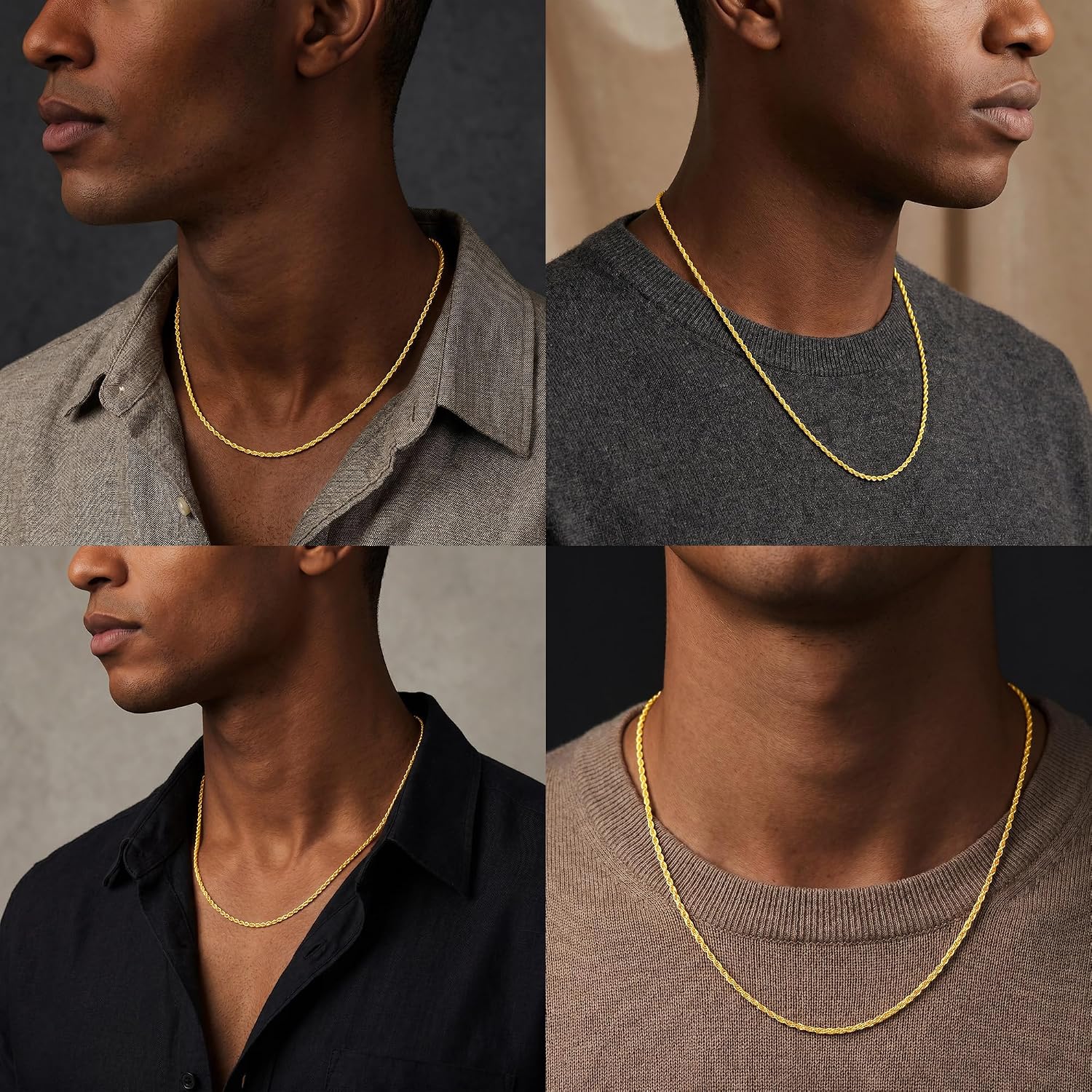 Silver Chain for Men, 3mm Diamond Cut Rope Chain Sturdy Colourfast Sterling Silver Necklace Jewelry for Men Husband Father 18 20 22 24 26 Inch