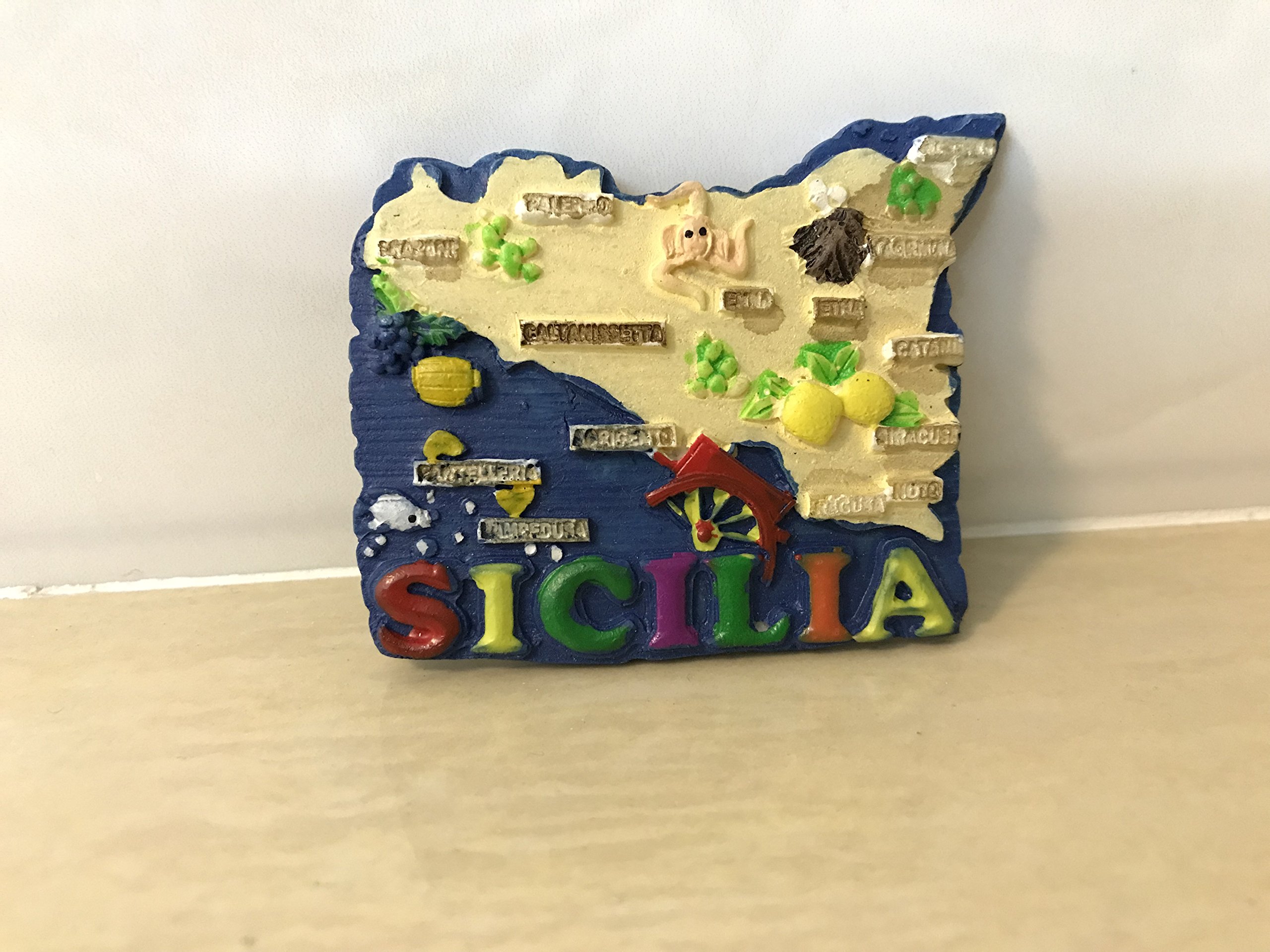 Calamita Da Frigo 3D Souvenir Di Taormina Sicilia - Dipinta A Mano, Resina, Idea Regalo Tipica