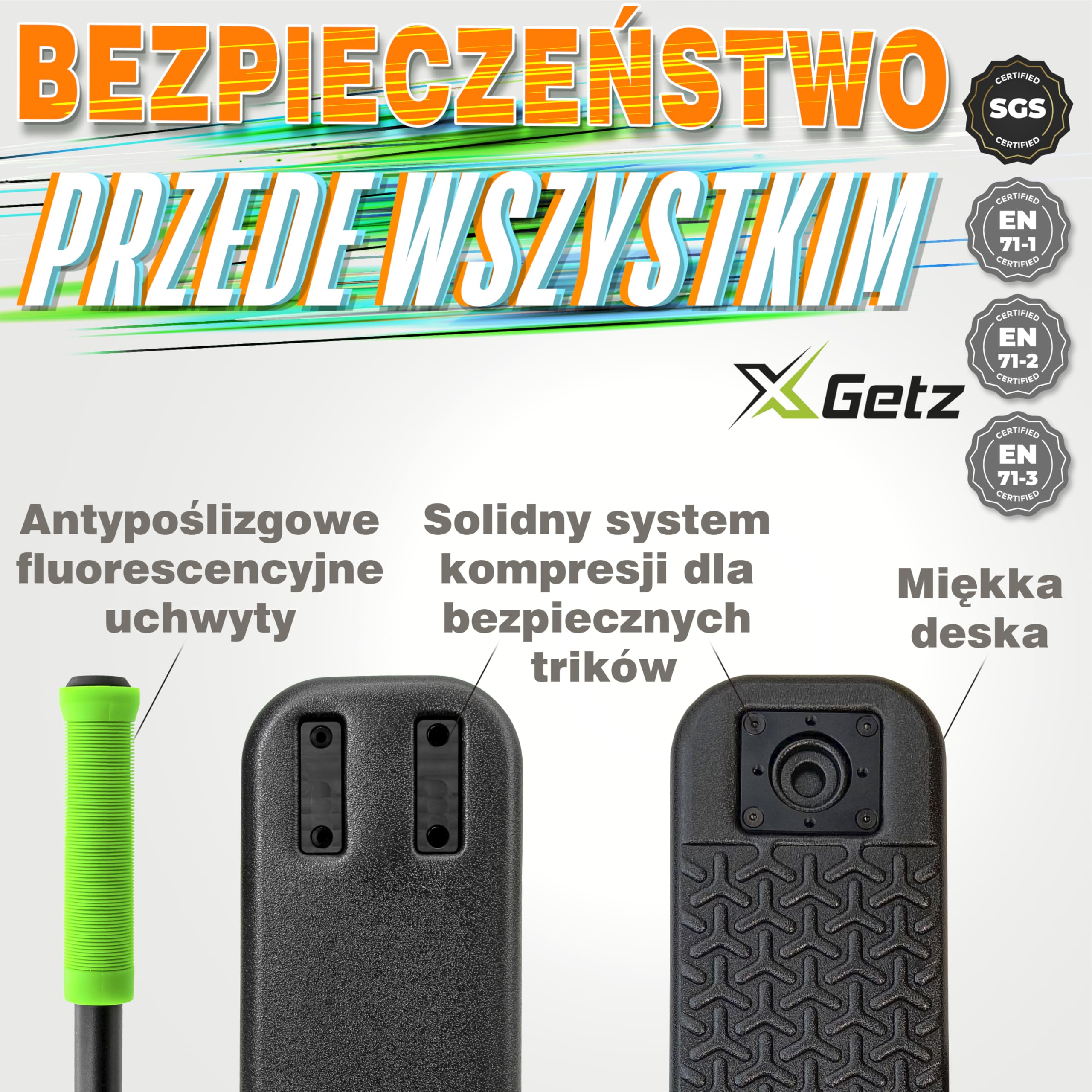Hulajnoga Trampolinowa bez Kół – Trikowa Hulajnoga dla Dzieci i Młodzieży – Regulowana i Lekka – Do Ćwiczeń w Domu i na Dworze – 8+ lat