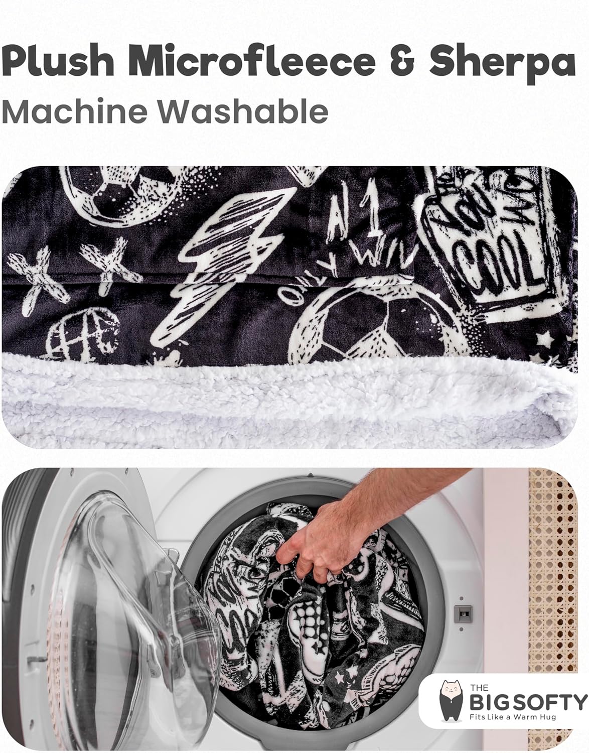 Sports Blanket Hoodie Men & Kids, Oversized Wearable Blanket Kids, Teens, Adults, Soccer & Basketball Hoodie Blanket for Boys - Image 4