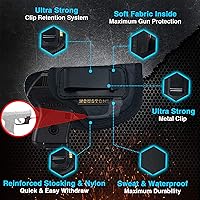 Vista 2 de IWB - Funda para pistola de Houston, material suave de cuero ecológico oculto Interior de gamuza Se adapta a: cualquier pequeño .380 con láser