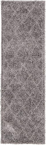 Miniatura 10 de Unique Loom Trellis Shag Collection - Alfombra de pasillo geométrica, moderna, marroquí, celosía, gris oscuro (2 pies x 6 pies 7 pulgadas)