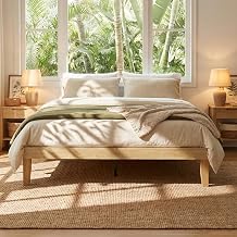 king Size Bed Frame 150x200 cm Wood Platform Bed with Wooden Slats Support Underbed Space for Storage No Box Spring Needed - Noise-Free Design-Easy Assembly - Minimalist Style