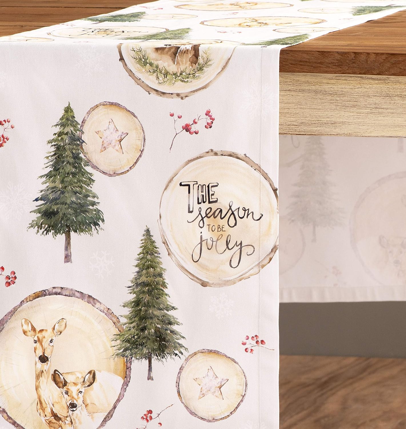 Maison d' Hermine Mountain Life Bundle Set 100% Cotton Table Runner – Single Layer (14.5 Inch by 72 Inch) and Set of 4 Napkins (20 Inch by 20 Inch)
