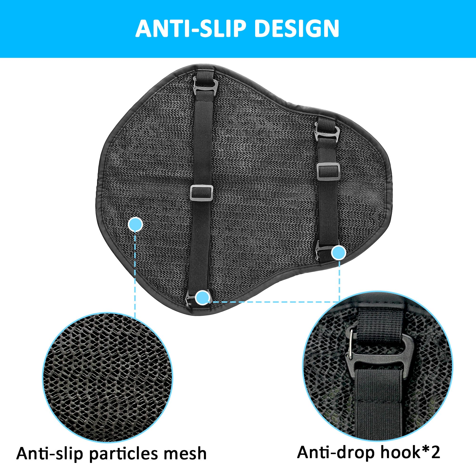 Cojín de asiento para moto, universal, con estructura de panal 3D, transpirable y absorción de impactos, suave, cómodo para viajes largos — view 5