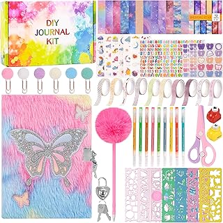 Deluxe LiYiQ Plush Butterfly Diary Set - Kids Travel Journal & Scrapbook Kit