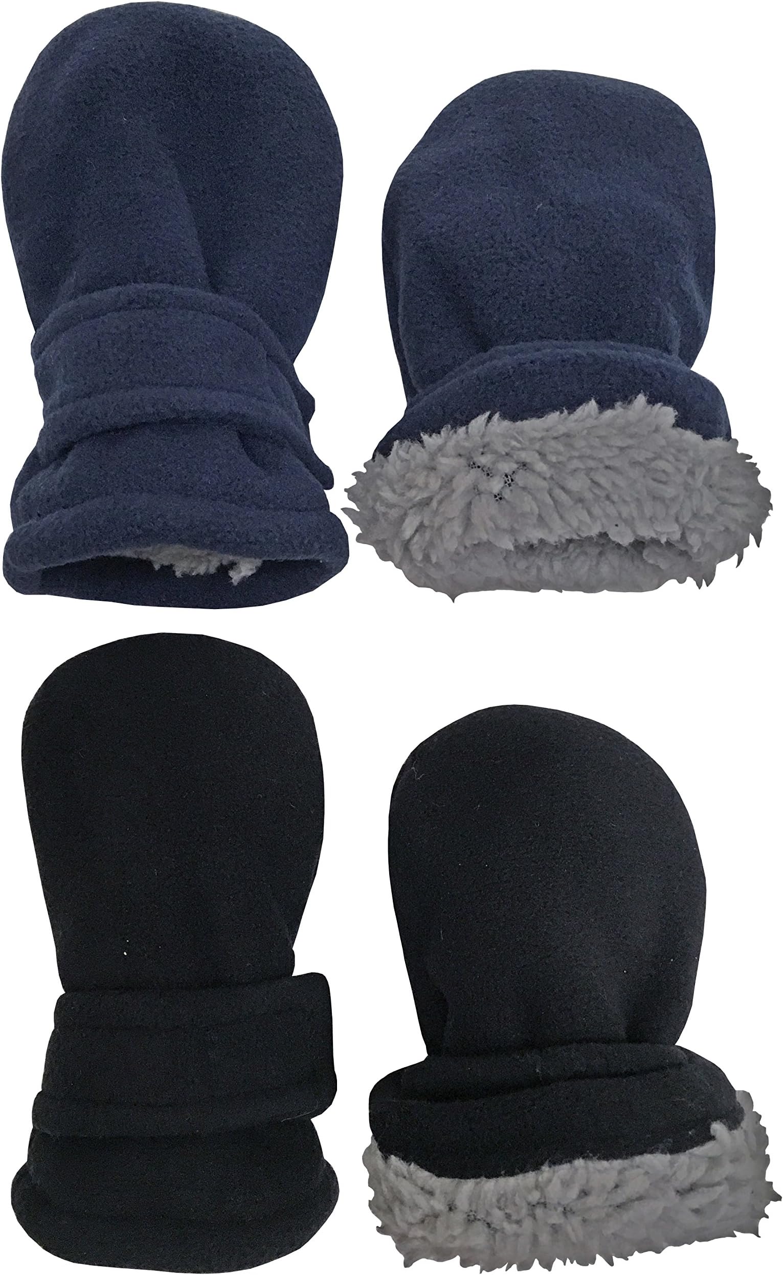 Baby Toddler Mittens Kids 2 Pairs Fleece Gloves Winter Warm Sherpa Lined