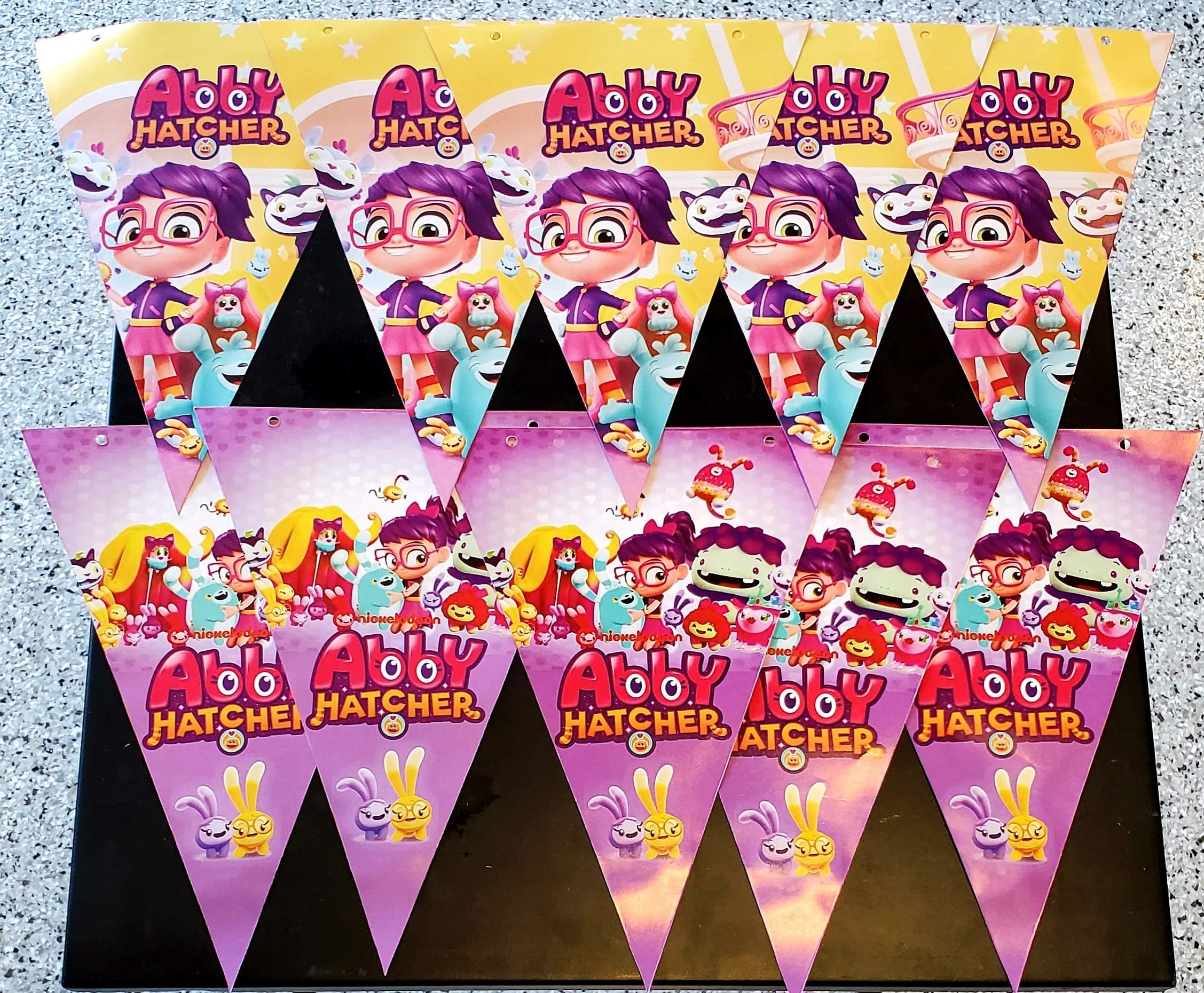 8FT 2-Sided 10 Flags Triangle Abbey Abby HATCHER Flag Banner Decoration Theme Birthday A2…