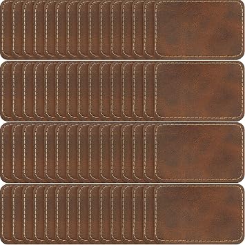 Dunzy 60 Pcs Blank Leather Hat Patch, Antique Gold, 3.5 x 2.5 Inch