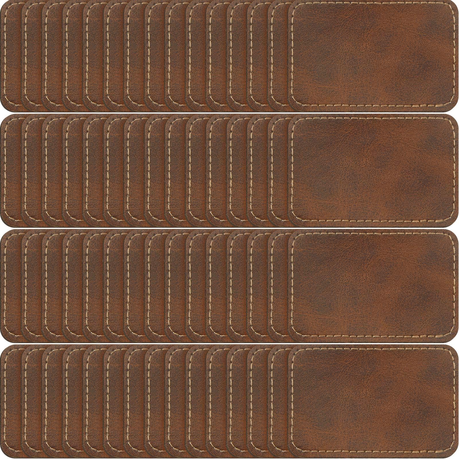 Écussons vierges en similicuir marron doré Dunzy Lot de 60 patchs thermocollants 7,6x5,1 cm