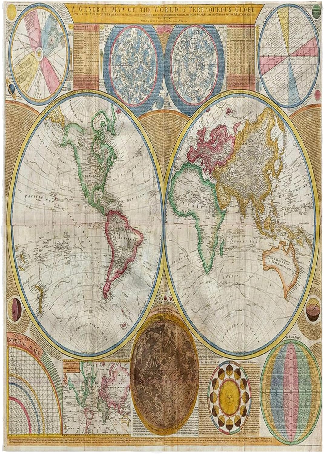 3dRose Image of First map of Hemisphere and Solar System 22x30 Bath Hand Pool Towel