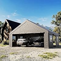 COSIEST 20x20 Heavy-Duty Gable Roof Carport Shelter with Removable Walls, Weatherproof PE Cover for Vehicles, Tractors & Equipment