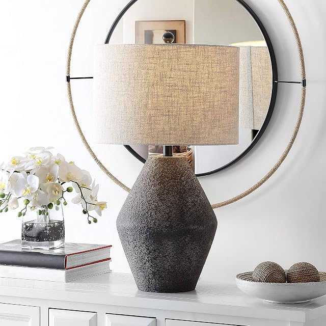 SAFAVIEH Lighting Collection Ersta Brown Modern Rustic Farmhouse Table Lamp 27-Inch Accent Lamp for Bedroom Living Room Home