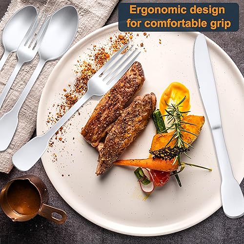 Miniatura 4 de E-far Juego de cubiertos mate para 4, 20 piezas de cubiertos de acero inoxidable para el hogar, cocina, restaurante, tenedores, cucharas y cuchillos