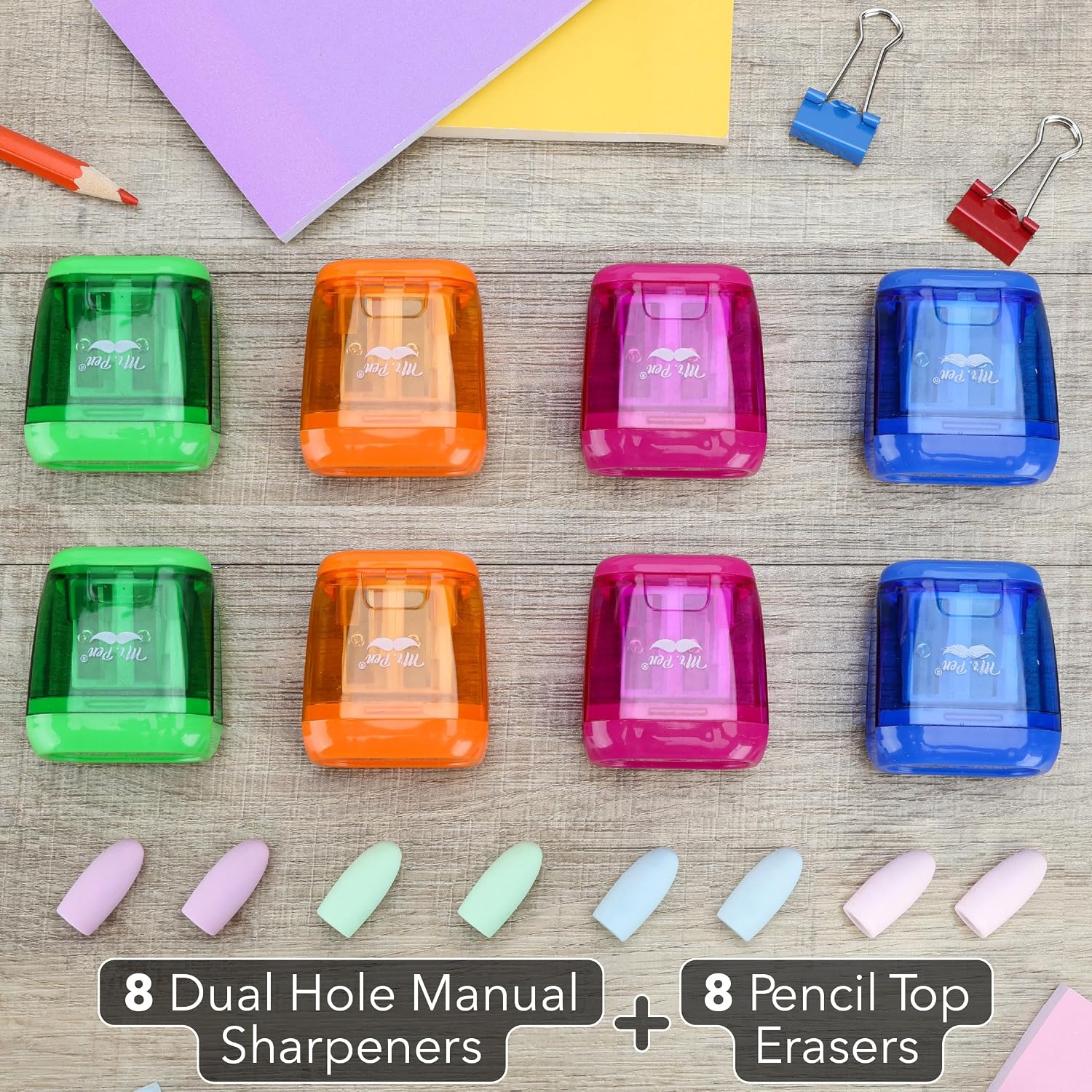 Mr. Pen- Pencil Sharpener Set, 16 Pack, 8X Dual Hole Manual Sharpeners image 2