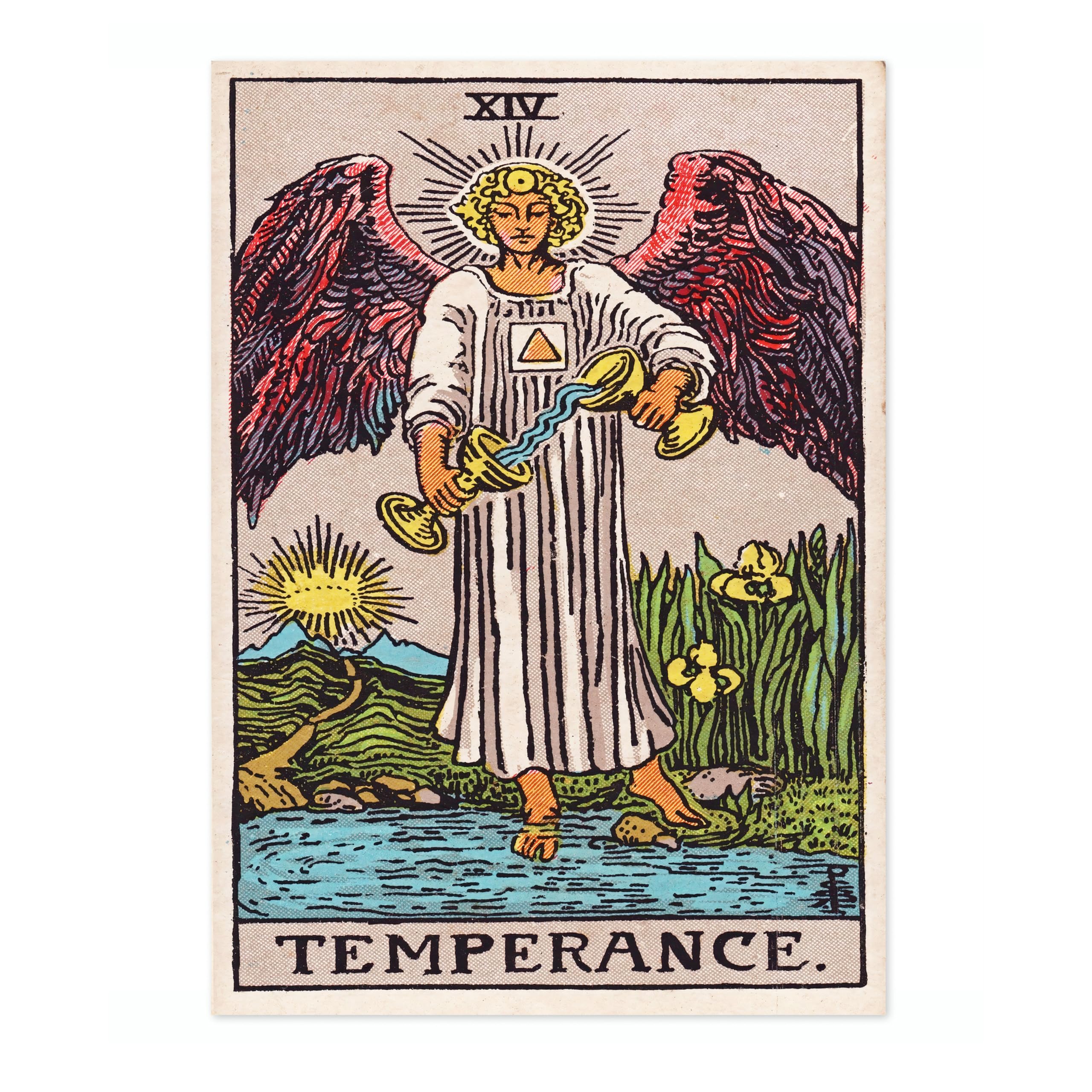 Animato Temperance Vintage Tarot Art Print, Spiritual Wall Art Poster, Retro Mystical Bedroom Home Decor, A5 (Print Only) - 21x14.8cm