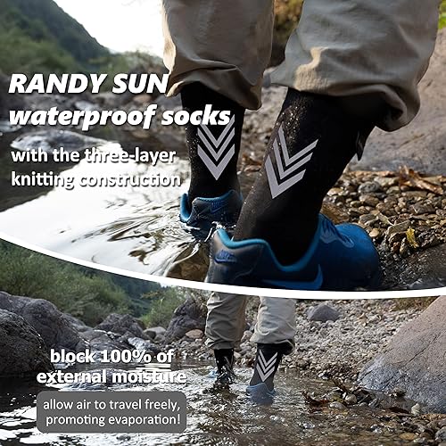 Miniatura 3 de RANDY SUN Calcetines impermeables de lana merino para senderismo, unisex, transpirables, multideporte, 1 par