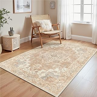 GENIMO Vintage Rugs for Living Room 80x150cm, Machine Washable Area Rugs with Non-Slip Backing, Low-Pile Rugs for Kitchen, Dining Room