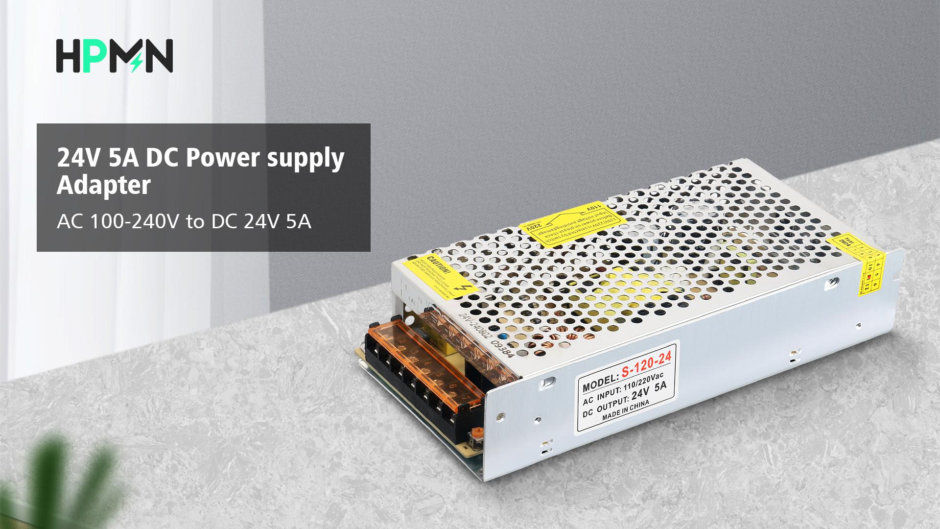 Image of 24V 5A 120W Power Supply AC /DC Adapter Universal Regulated Switching AC 110-220V to DC 24 Volt 5 Amp Converter Transformer LED Driver for LED Strip Light CCTV Camera