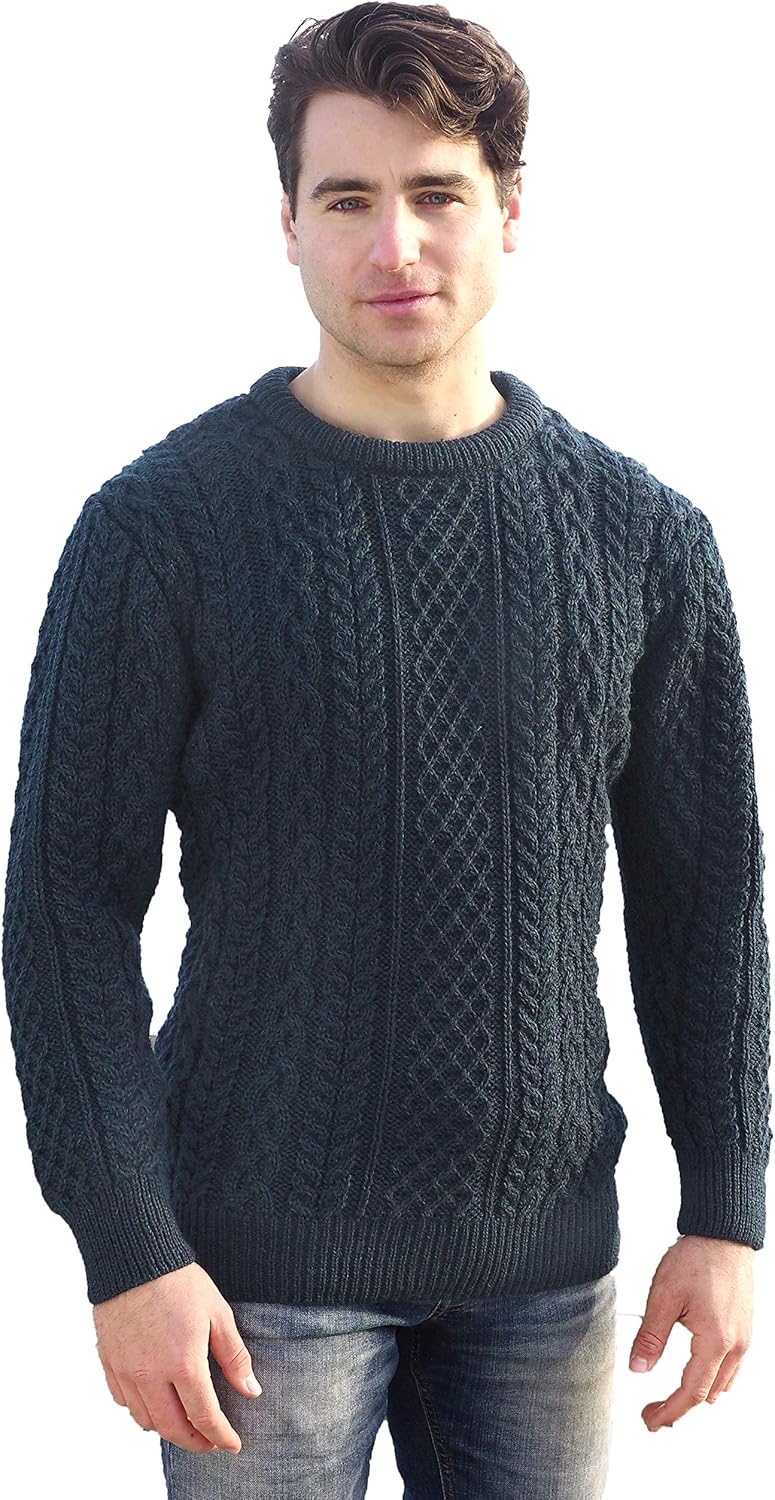 Aran Crafts Aran Crew Neck Sweater (100% Wool) - Image 2